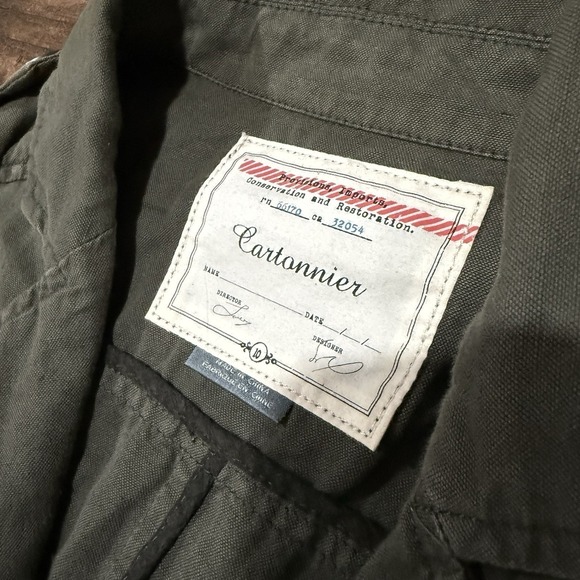 Cartonnier Anthropologie Womens 10 Olive Green Cotton Linen Utility Field Jacket - Picture 6 of 10